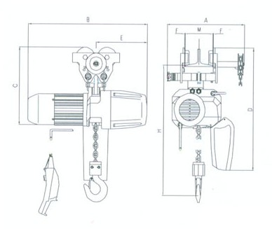 浙江手牌 HEM-TL型手推手拉小車式電動葫蘆結(jié)構(gòu)圖