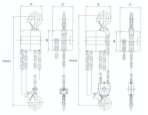 浙江手牌 PHD型手拉葫蘆結(jié)構(gòu)圖