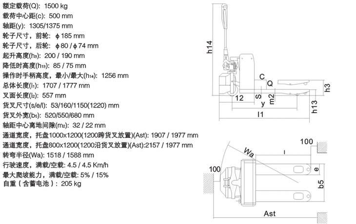 浙江西林CBD10A-(III)平板搬運車技術(shù)參數(shù)