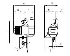 臺(tái)灣川崎 環(huán)鏈電動(dòng)葫蘆5T結(jié)構(gòu)圖