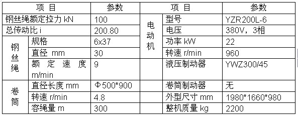 上海神威 JM10T卷揚機技術(shù)參數(shù)
