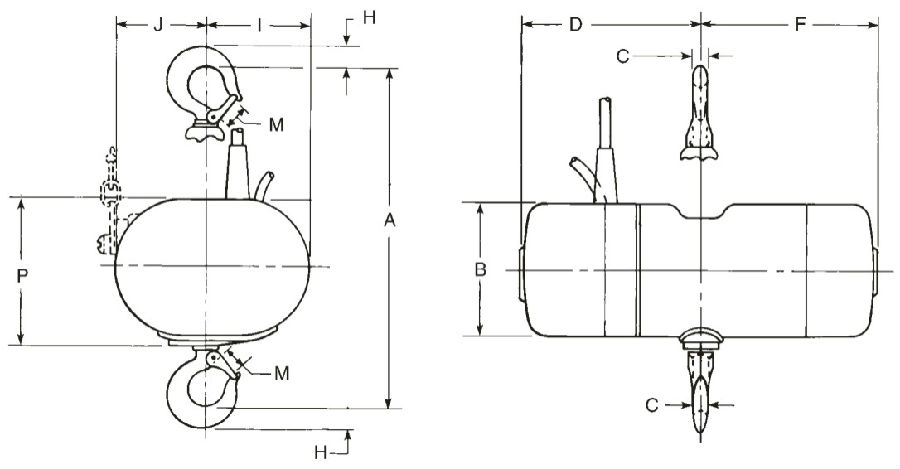 美國科美 電動(dòng)環(huán)鏈葫蘆BGV - C1結(jié)構(gòu)圖