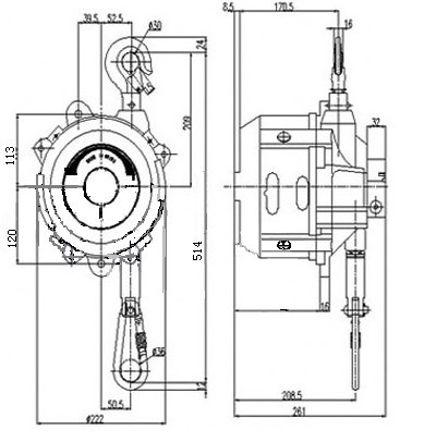 常州恒發(fā) HW-180彈簧平衡器結(jié)構(gòu)圖