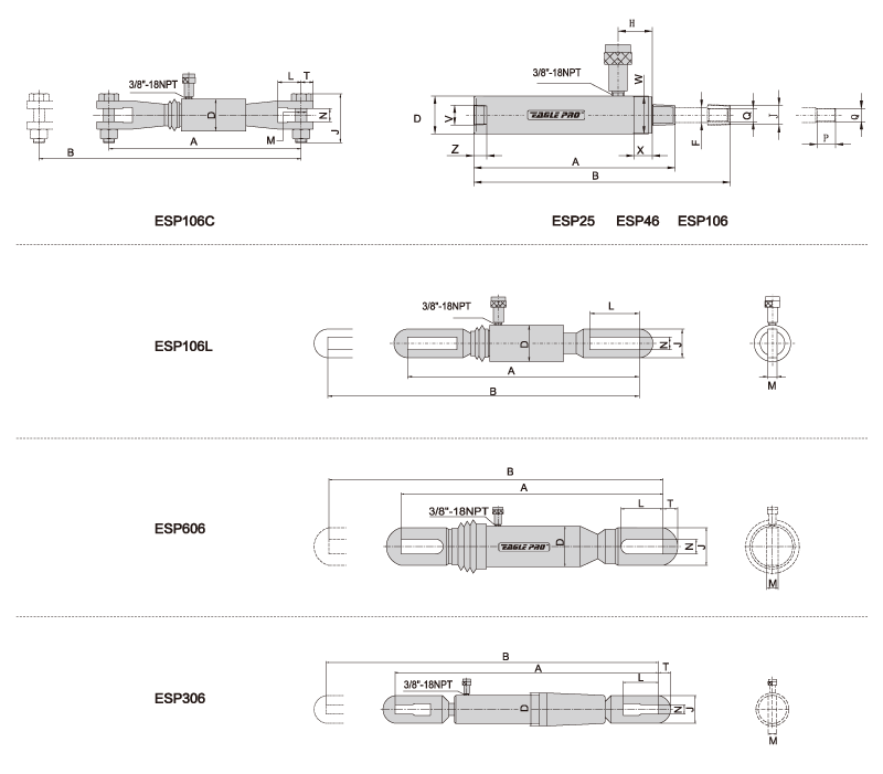 美國EAGLE ESP拉式液壓缸結構圖