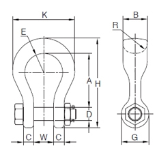 臺(tái)灣振鋒YOKE 鍛造合金鋼寬體卸扣結(jié)構(gòu)圖
